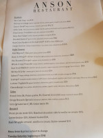 Anson Street Cafe menu