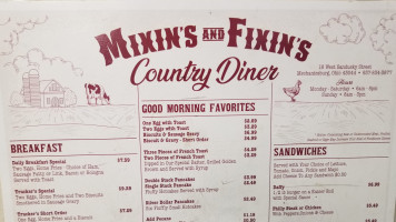 Mixin’s N Fixin’s Country Diner menu