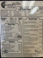 Sand Hills Corral menu