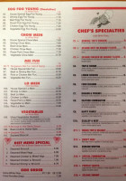 Chef Chen's Chinese menu