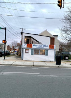 Blue White Carry Out outside