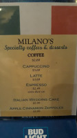 Milano's Italian Restaurant Pizza And Bar menu