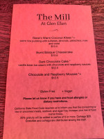 The Mill At Glen Ellen menu