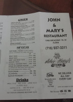 John and Marys menu