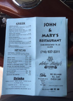 John and Marys menu