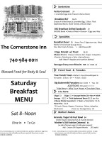 The Cornerstone Inn menu