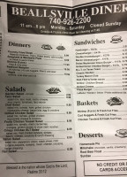 Beallsville Diner menu