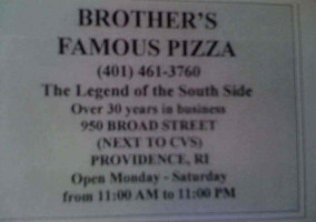 Brother's Famous Pizza menu