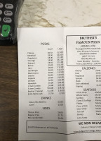 Brother's Famous Pizza menu