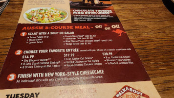 Outback Steakhouse menu