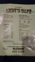 Andy's Cafe menu