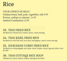 Thai Cottage menu