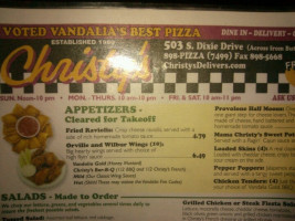 Christy's Family Pizzeria menu