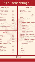 Yen Wor Village menu