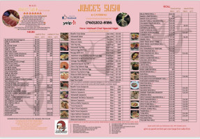 Joyce's Sushi menu