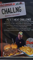 Pete's Garage menu