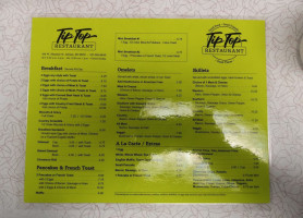 Zeldas Tip Top Cafe menu