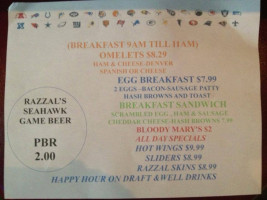 Razzal's Sports Grill menu