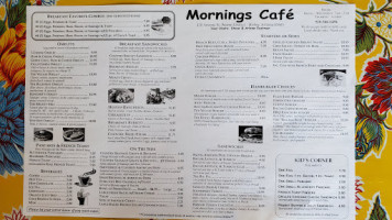 Mornings Cafe menu