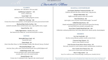 Madison Club menu