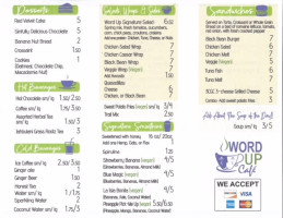 Word Up Cafe menu