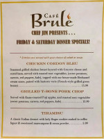 Café Brulé menu