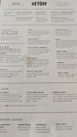 Heyday Bar Restaurant menu