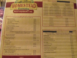 Homestead Family menu