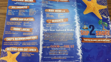 Ship 2 Shore Seafood Steaks menu