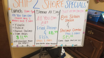 Ship 2 Shore Seafood Steaks menu