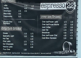 Espresso 22 menu