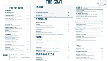 The Goat New Albany menu