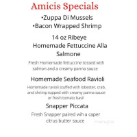 Amici's Italian menu