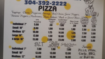 Possum Holler Pizza menu