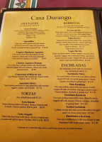 Casa Durango menu