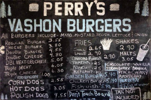 Perry's Vashon Burgers menu