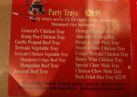 Chan's Dragon Inn menu