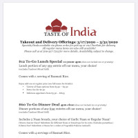 Taste Of India menu