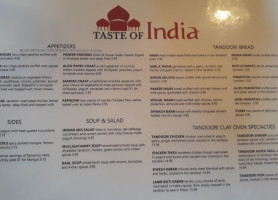 Taste Of India menu