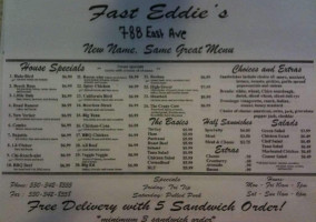 Fast Eddies Sandwich Shop menu