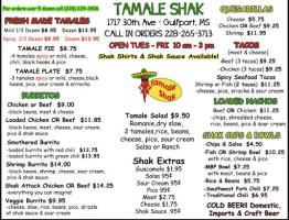 Tamale Shak menu