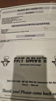 Fat Daves menu