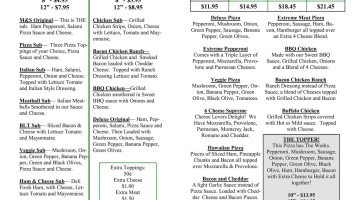 M S Carry Out Pizza menu