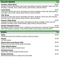 Indian Curry Palace menu