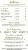 Churchill's Steakhouse menu