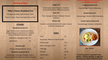 Billy Baroo's Restaurant menu