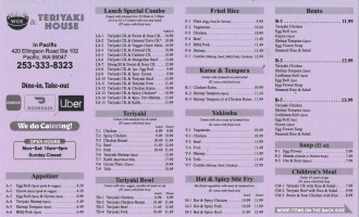 Wok Teriyaki menu