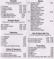 Wok Teriyaki menu