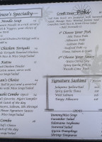 Rising Sun Sushi menu