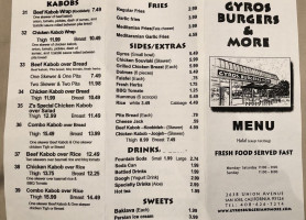 Gyros, Burgers More menu